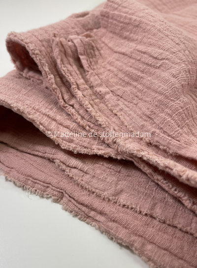linen cotton mix double gauze / plain tetra - old pink 820