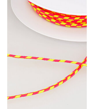 two tone  braided string - neon pink and yellow 200