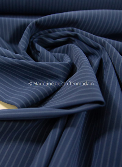 deadstock marineblauw met subtiele streep - Italiaanse lycra