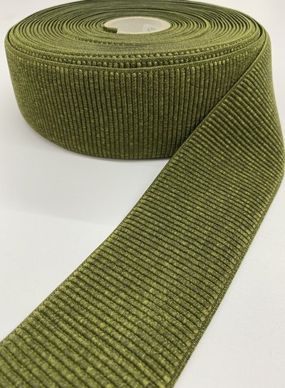 khaki ribbelboord taille elastiek 6cm