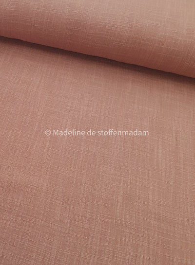 linnen katoen mix double gauze / effen tetra - dusty pink 830