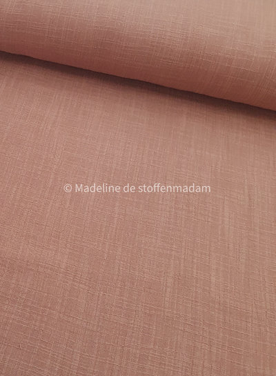 M. linnen katoen mix double gauze / effen tetra - dusty pink 830