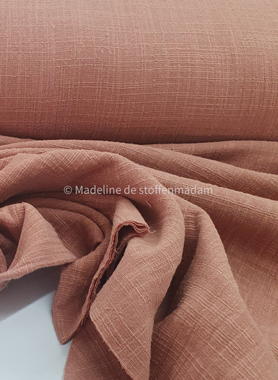 linen cotton mix double gauze / plain tetra - dusty pink 830