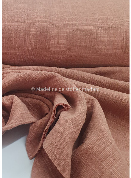 linen cotton mix double gauze / plain tetra - dusty pink 830