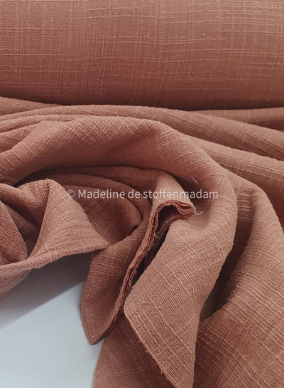 linnen katoen mix double gauze / effen tetra - dusty pink 830