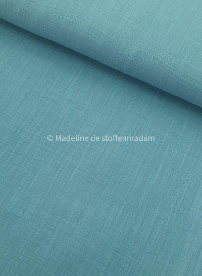 M. linen cotton mix double gauze / plain tetra - dusty blue