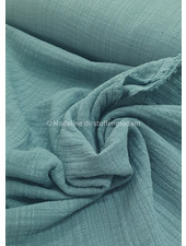 M. linen cotton mix double gauze / plain tetra - dusty blue