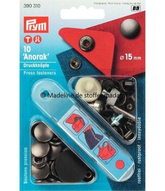 Prym anorak buttons 15mm  anthracite - Prym