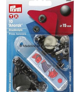 Prym anorak buttons 15mm dark  anthracite - Prym