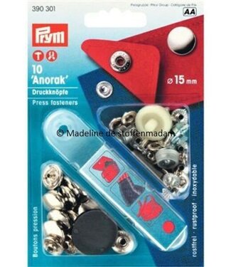 Prym anorak buttons 15mm silver - Prym