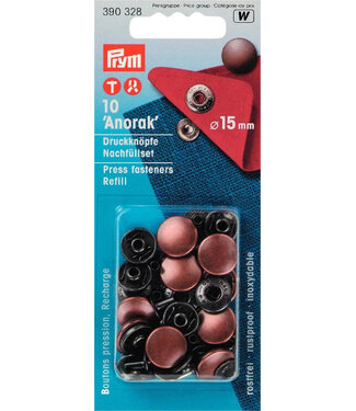 Prym refill pack anorak buttons 15mm rose bronze - 10 pieces - Prym