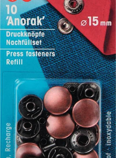 Prym refill pack anorak buttons 15mm rose bronze - 10 pieces - Prym