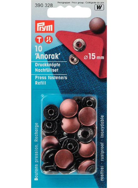 Prym navulverpakking anorak knopen 15mm  rose brons- 10 stuks - Prym