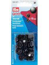 Prym refill pack anorak buttons 15 mm anthracite - 10 stuks - Prym