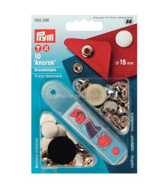 Prym anorak buttons 15 mm white - Prym