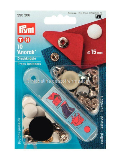 Prym anorak knopen 15 mm wit - Prym