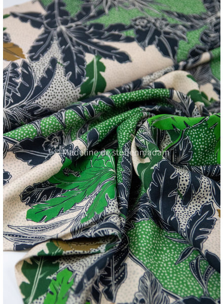 M green and black leaves - viscose
