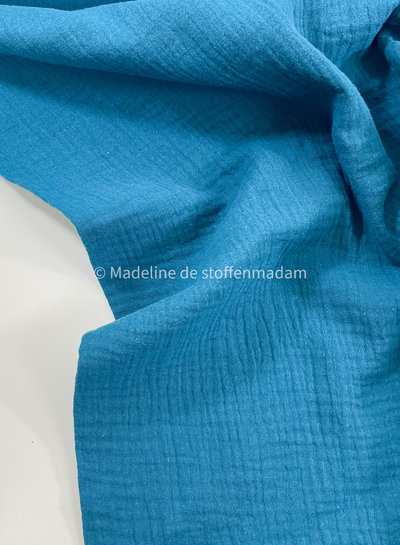 petrol blue - solid tetra double gauze