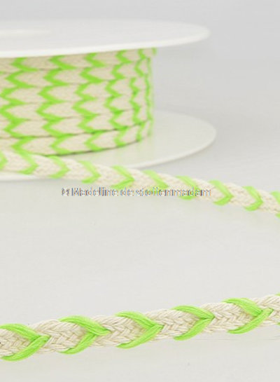 two tone  braided string fluo green- 6 mm - color 102