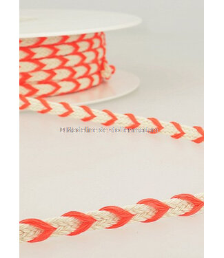 two tone  braided string fluo pink - 6 mm - color 105