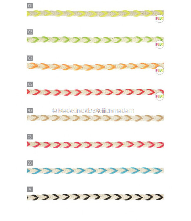 two tone touw fluo geel - 6 mm  - kleur 101