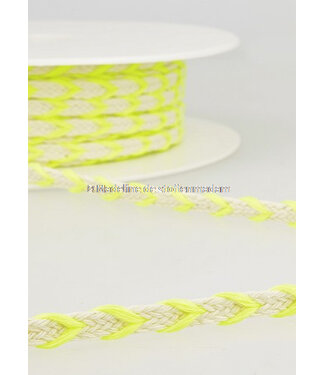 two tone  braided string neon yellow - 6 mm - color 101