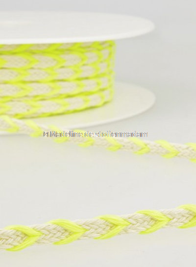 two tone  braided string neon yellow - 6 mm - color 101