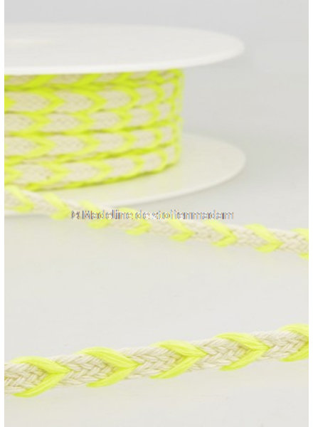 two tone  braided string neon yellow - 6 mm - color 101