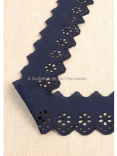 navy - flower pattern embroidery 50 mm  - 1 row