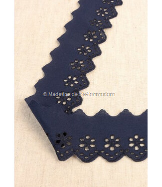 navy - flower pattern embroidery 50 mm  - 1 row