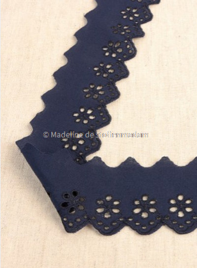 M. navy - flower pattern embroidery 50 mm  - 1 row