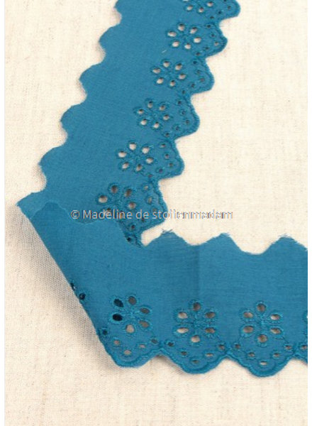 M turquoise - flower pattern embroidery 50 mm  - 1 row