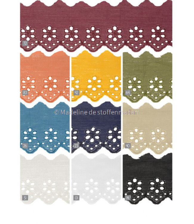 bordeaux - broderie lint 50 mm - enkele rij bloemetjes
