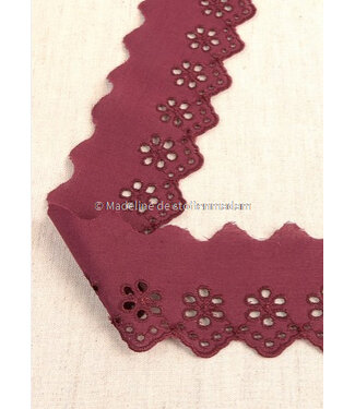 M. burgundy - flower pattern embroidery 50 mm  - 1 row