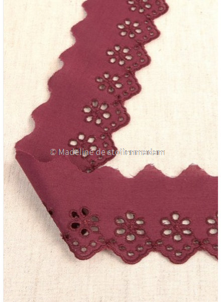 M. burgundy - flower pattern embroidery 50 mm  - 1 row