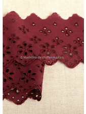 M. bordeaux - broderie lint 63 mm - dubbele rij bloemetjes