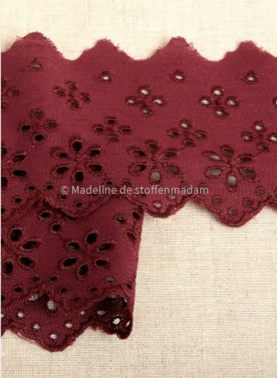 M. bordeaux - broderie lint 63 mm - dubbele rij bloemetjes