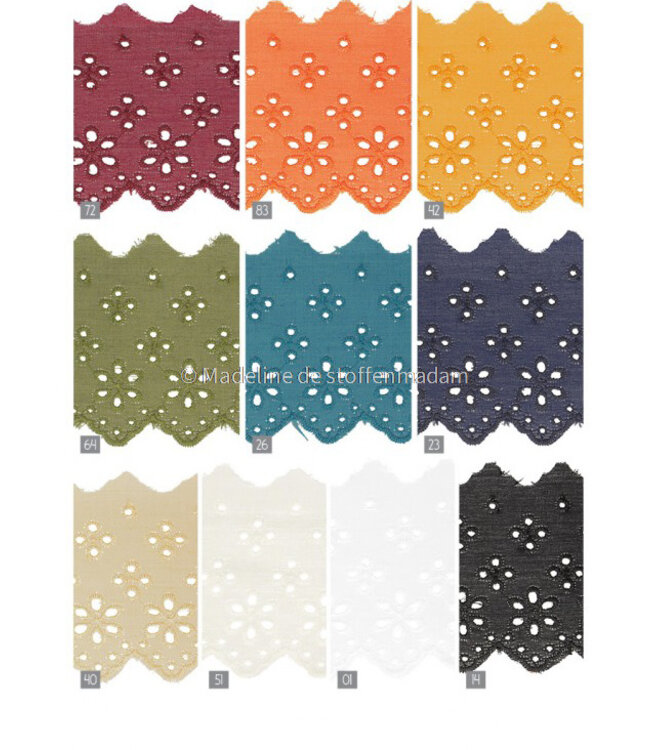 mokka - broderie lint 63 mm - dubbele rij bloemetjes