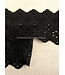 zwart - broderie lint 63 mm - dubbele rij bloemetjes