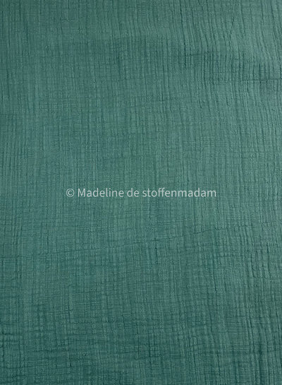 M. linen cotton mix double gauze / plain tetra - dark balsam green