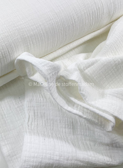 linen cotton mix double gauze / plain tetra - ecru