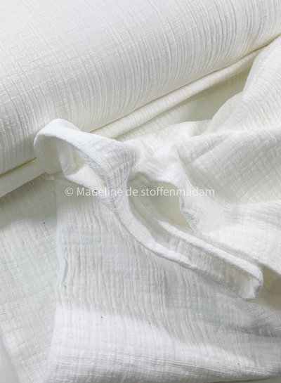 M. linen cotton mix double gauze / plain tetra - ecru
