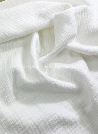 linen cotton mix double gauze / plain tetra - ecru