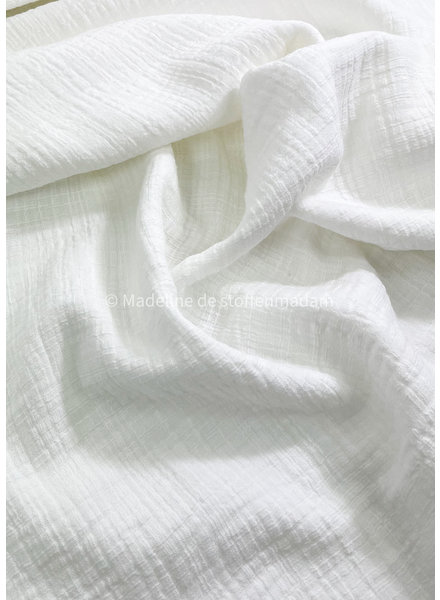linen cotton mix double gauze / plain tetra - ecru