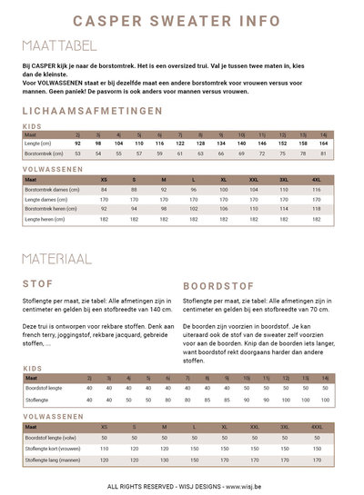 Wisj patterns Casper oversized sweater   - kids en volwassenen
