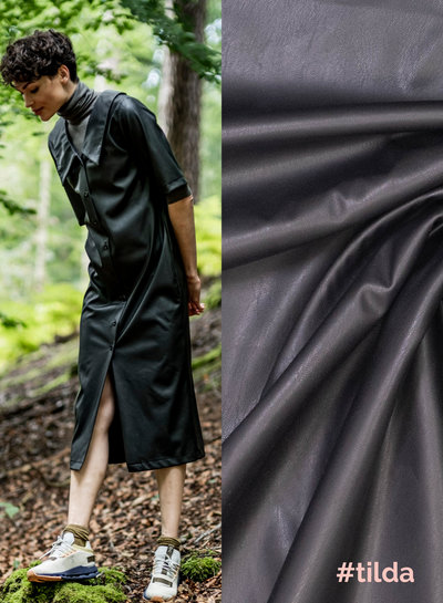 Fibremood black - vegan leather stretch soft backside - Tilda Flora