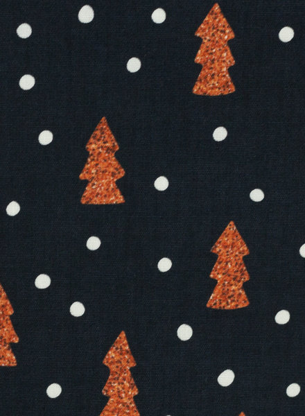 Swafing bronze Christmas trees and dots - cotton
