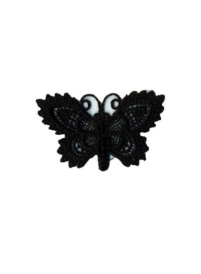 black - butterfly lace - iron on application - 5 * 3