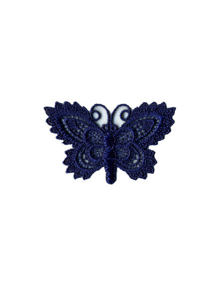M navy blue  - butterfly lace - iron on application - 5 * 3