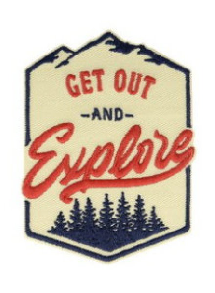 M. Get out and explore -  iron on application - 10cm 001